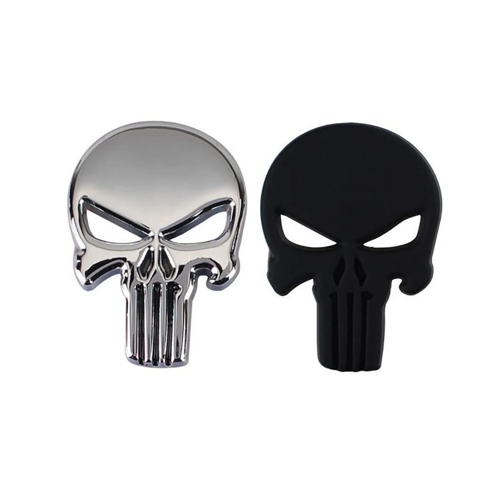 Motorcycle Auto Car Universal 3D Metal Emblem Badge Sticker Punisher Skull Decals Frame Body Decoration Sticker Tail Decal