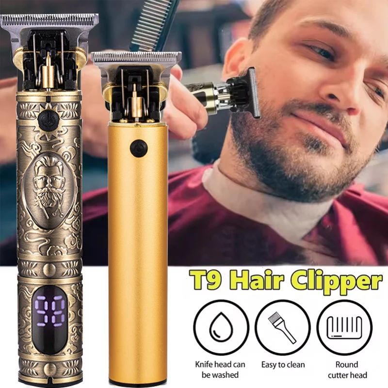 Cortadora de pelo T9, reparación de barba, afeitadora corporal, cortadora de pelo, máquina eléctrica de corte de pelo, afeitadora de peluquero de 0mm, pantalla LCD
