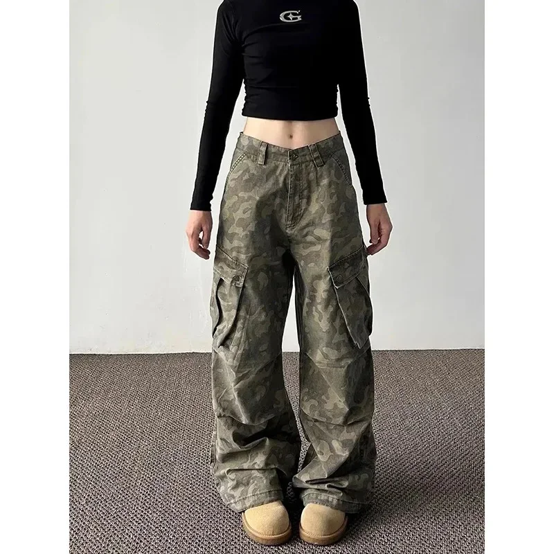 

Hip Pop Vintage Streetwear Camouflage Baggy Cargo Pants Women Harajuku Y2k 90s Aesthetic 2000s Oversize Wide Leg Trousers