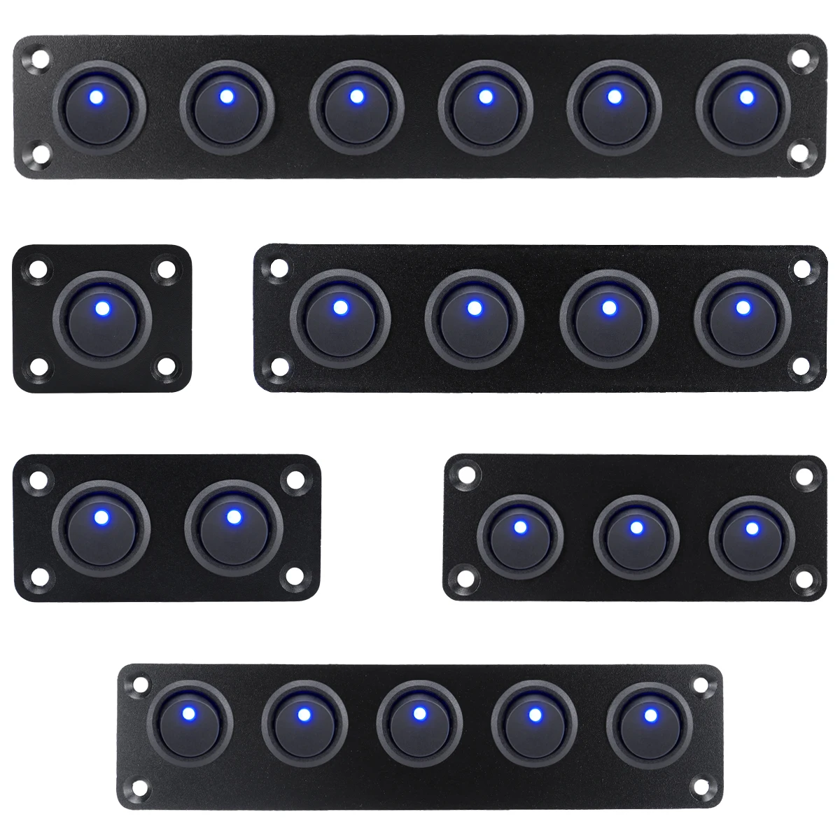 Blue/red/green 12V 20A 1-6 position aluminum joystick switch panel, suitable for cars, RVs, yachts, etc