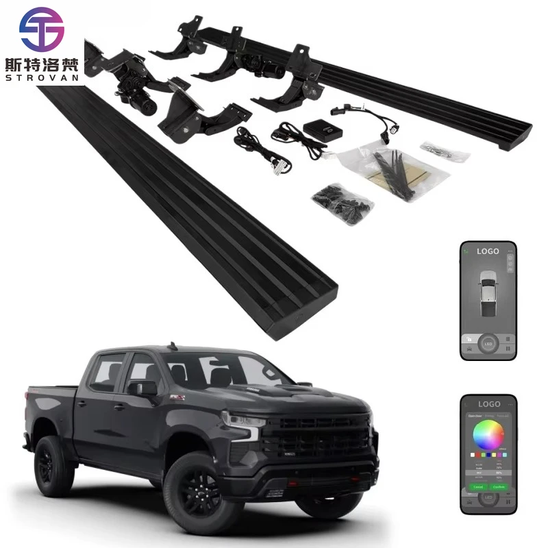 

STLF CLRAK 2021 2023 2024 Silverado 1500 LT ZR2 4 Door Electric Running Boards Power Side Steps for Chevy Silverado
