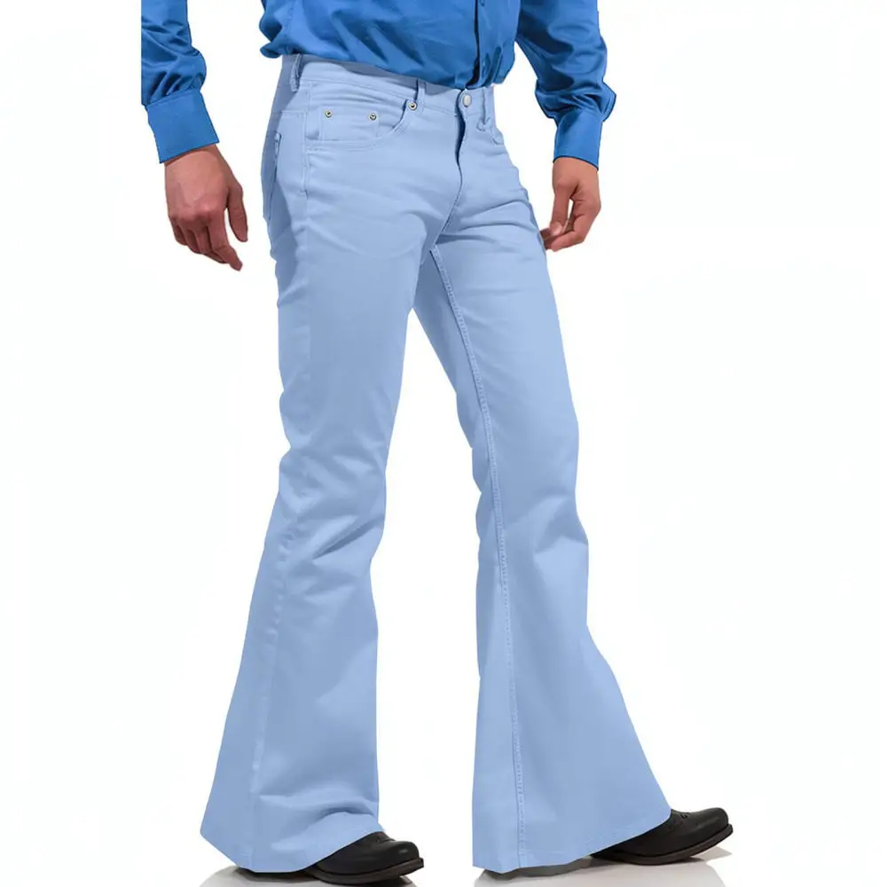 Elastic Elastic Slim Fit Flare Pants Mens Retro Bell Bottom Trousers Casual Urban Fashion Long Jeans Daily Wear Streetwear - Aliexpress Deal
