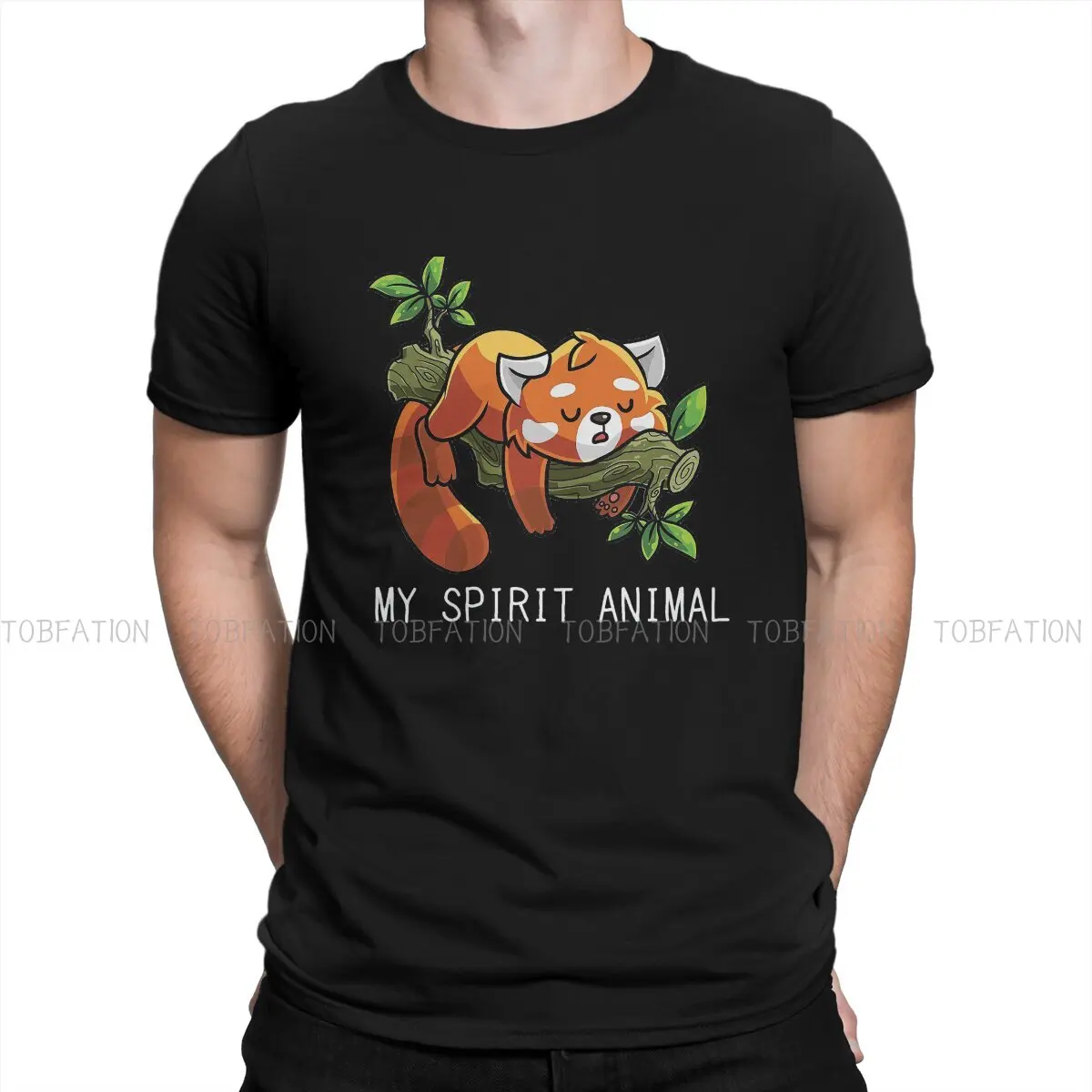 Spirit Animal Graphic TShirt Red Panda Ailurus Fulgens Creative Tops Comfortable T Shirt Men Short Sleeve Unique Gift Idea