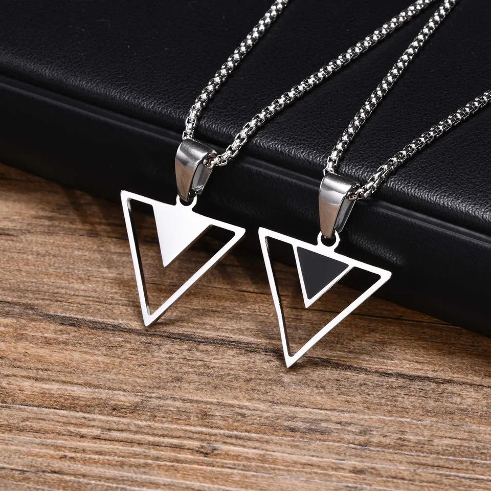 Men's Triangle Pendant Necklace 50-70cm Stainless Steel
