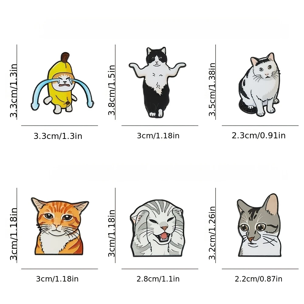 Cute Funny Meme Cat Enamel Pins Cartoon Kitten Brooches Banana Crying Cat Badge Backpack Decorative Jewelry Gift for Friends