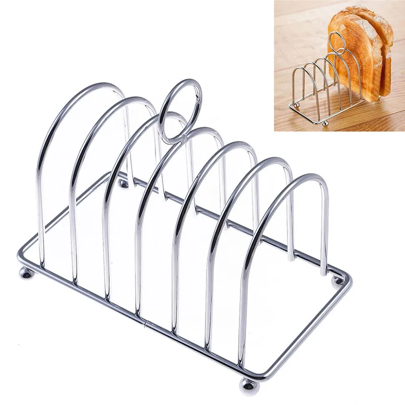 Stainless Steel Toasted Bread Rack Restaurant Home Holder 6 Slices Food Tool Display chen Accessories