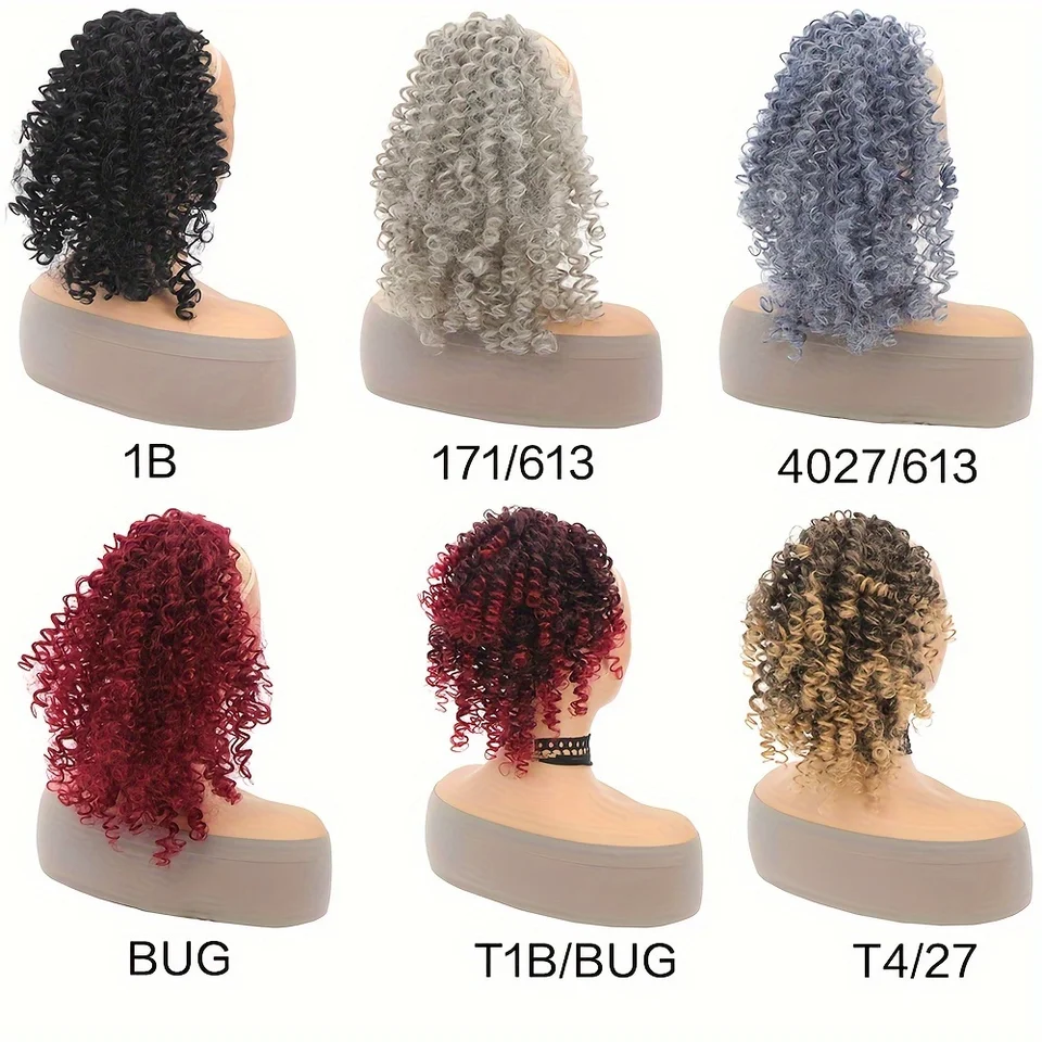 Coleta corta sintética 14 pulgadas afro puff kinky rizada con cordón clip para mujer natural 5