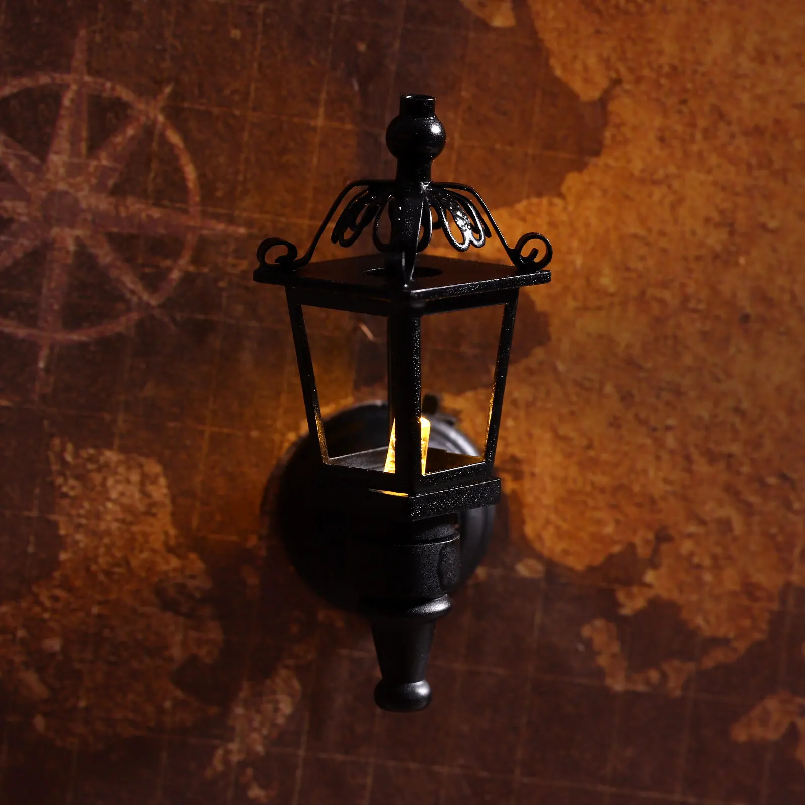 

1:12 Scale Miniature Wall Lamp for Dollhouse LED Illuminated Metal Wall Light with DIY Decor Accessory