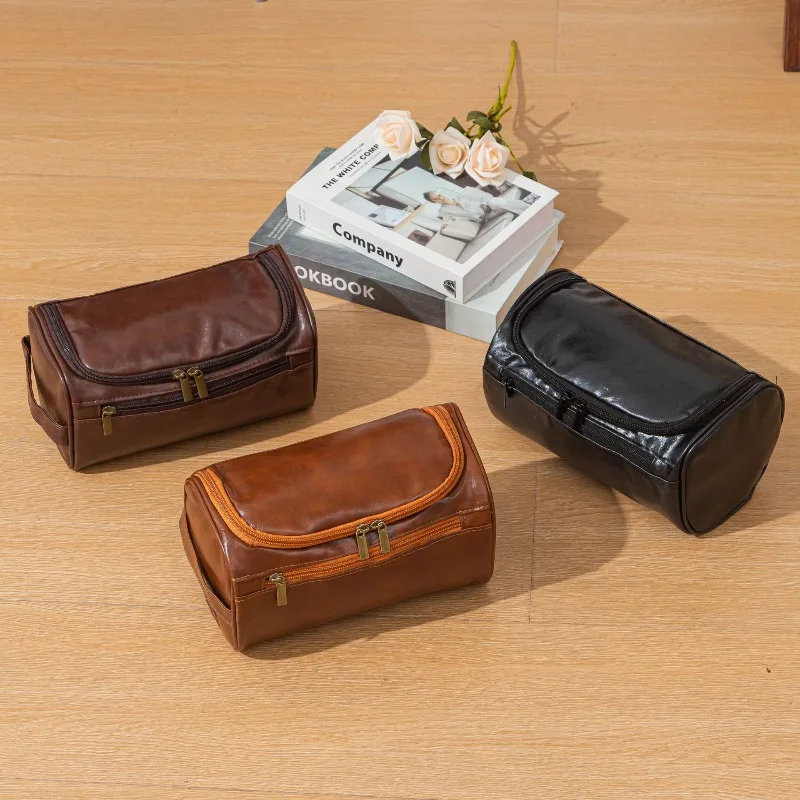 Leather Toiletry Bag for Men Women Dopp Kit Mens Hanging Toiletry Bag Travel Toiletry Bag for Traveling Large Cosmetic Bag for T