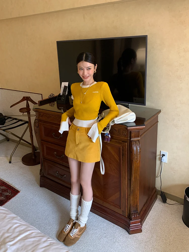 

DULA Spicy Girl Sle Long Sve Knitted Sweater Women's Autumn Winter Base Layer irt Inner And Outer Wear ort Top