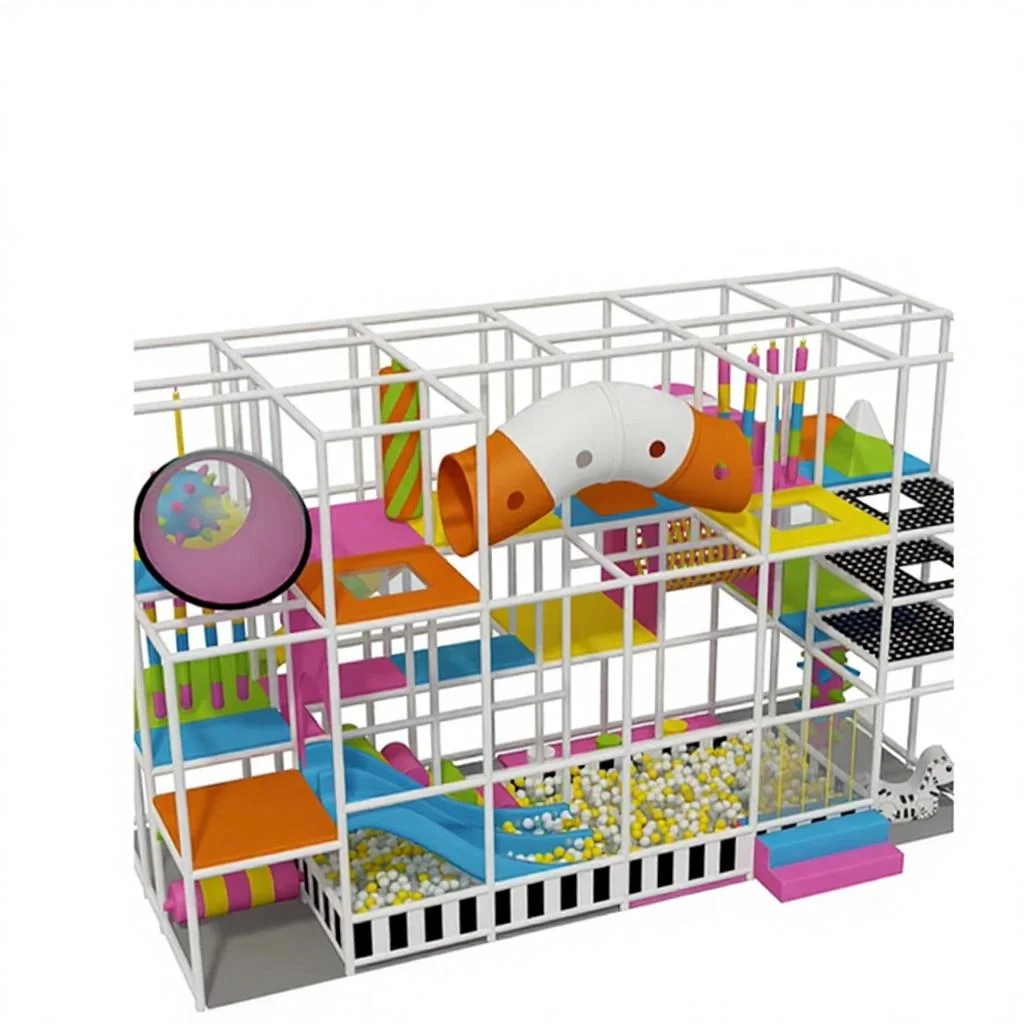 Parque de Diversiones Interior, Castillo Inflable con Tobogán, Trampolín, Piscina de Pelotas, Instalaciones de Entretenimiento