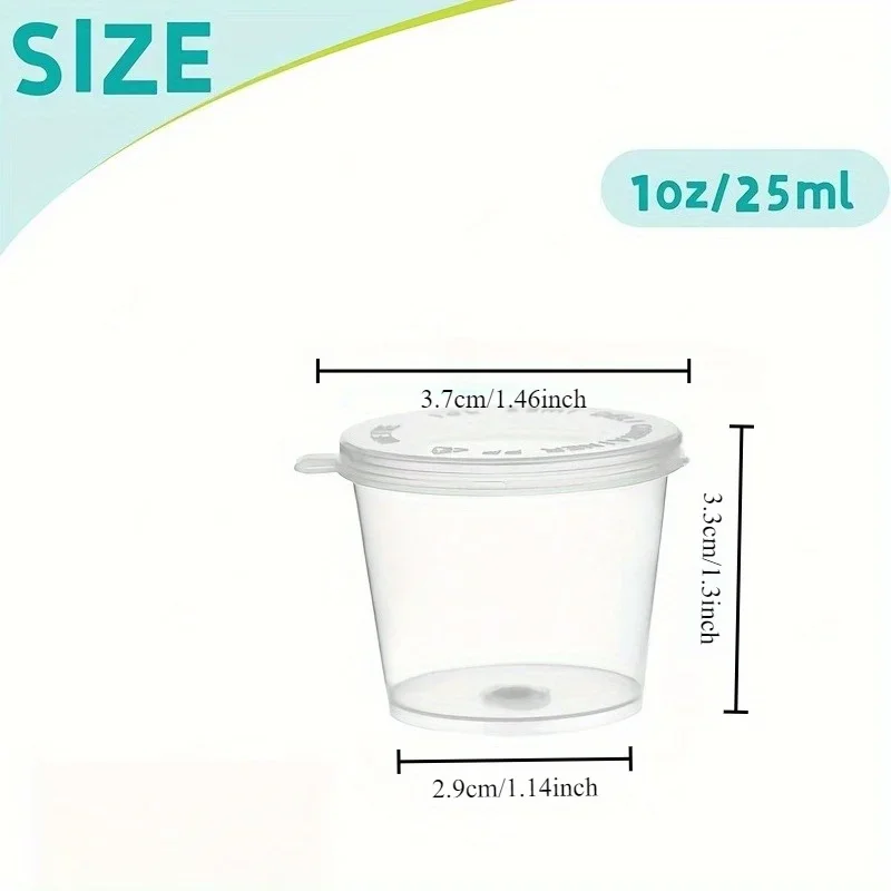 50-Pack 1oz Polypropylene (PP) Small Containers with Hinged Lids, Leak-Proof Disposable Portion Cups for Sauce, Condiments