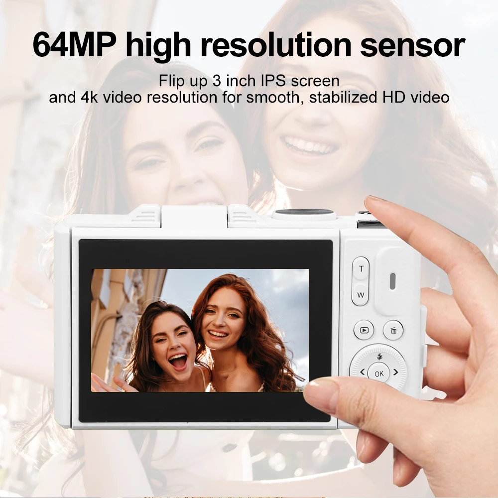 NEW 4K Compact Digital Photography Camera18X Digital Zoom Vintage Vlog Video Recorder YouTube 180° Flip Screen Selfile WiFi Web