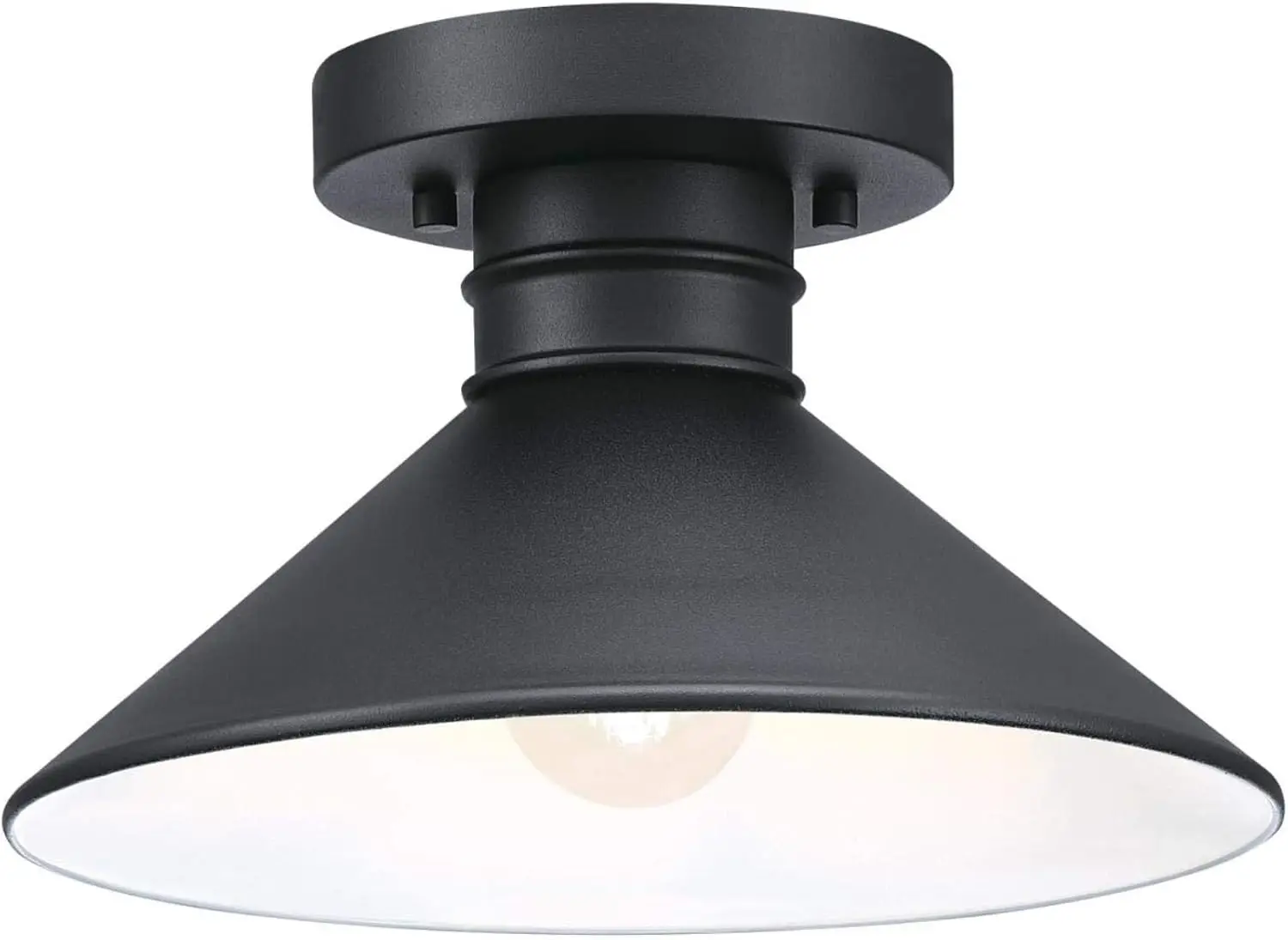 

11 Inch Rustic Outdoor Semi Flush Mount Ceiling Light, Textured Black Finish, Dark Sky Friendly