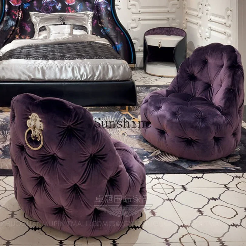 Romantic purple single chair Hong Kong-style casual pull-up sofa