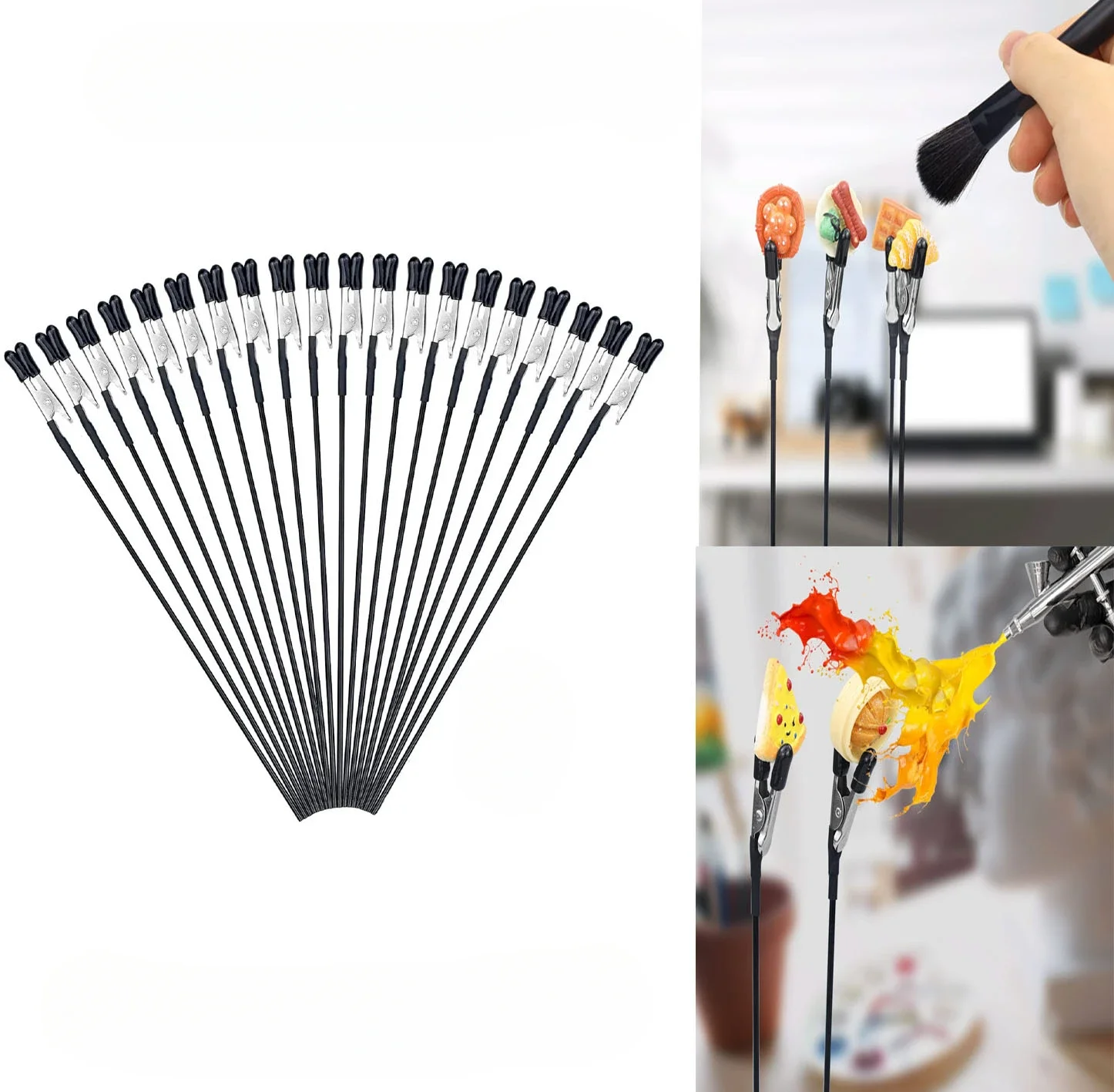 40PCS Alligator Clip Sticks for Gundam Model Painting for Airbrush Spraying Hobby Modeling Parts with Rubber Tips DIY Hobby Tool