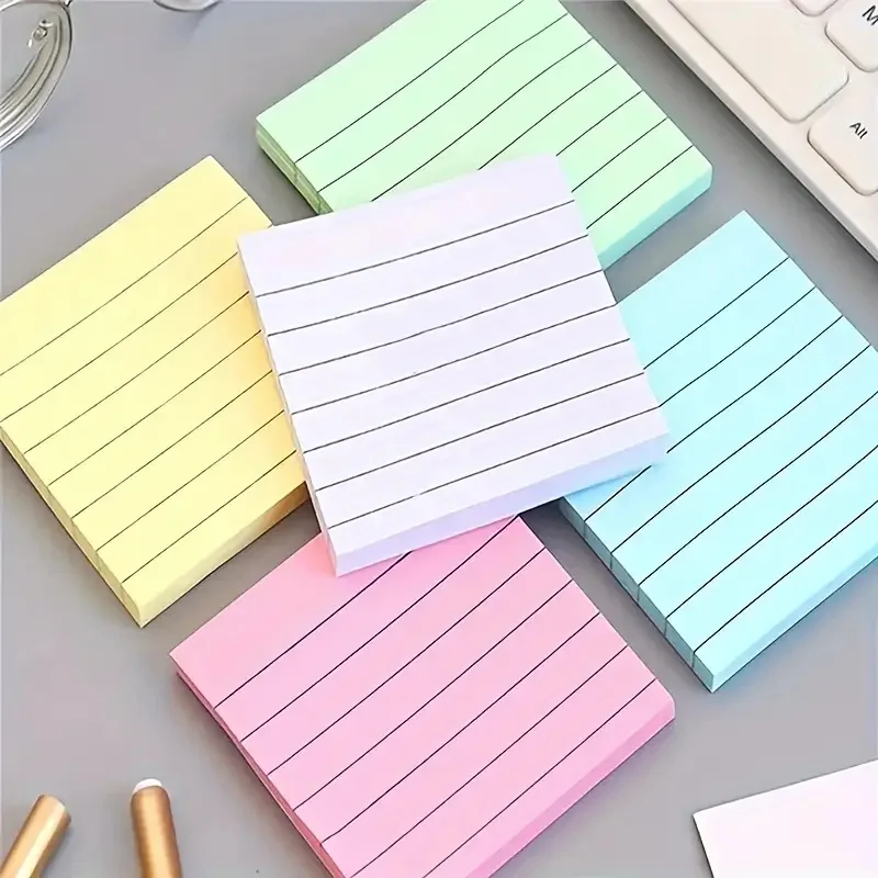 3×3‘’ Lined Sticky Note Pad, Multi-colored Self-stick Notes Pad with Lines