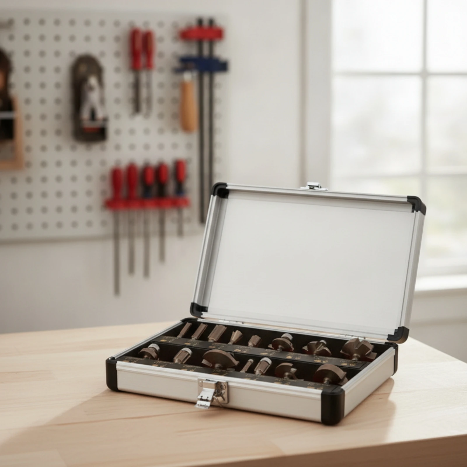 15 Pieces Router Bit Set with Aluminum Case 1/4-Inch Shank Router Bit Set Tool Carbide-Tipped Heat Resistant for Woodworkers