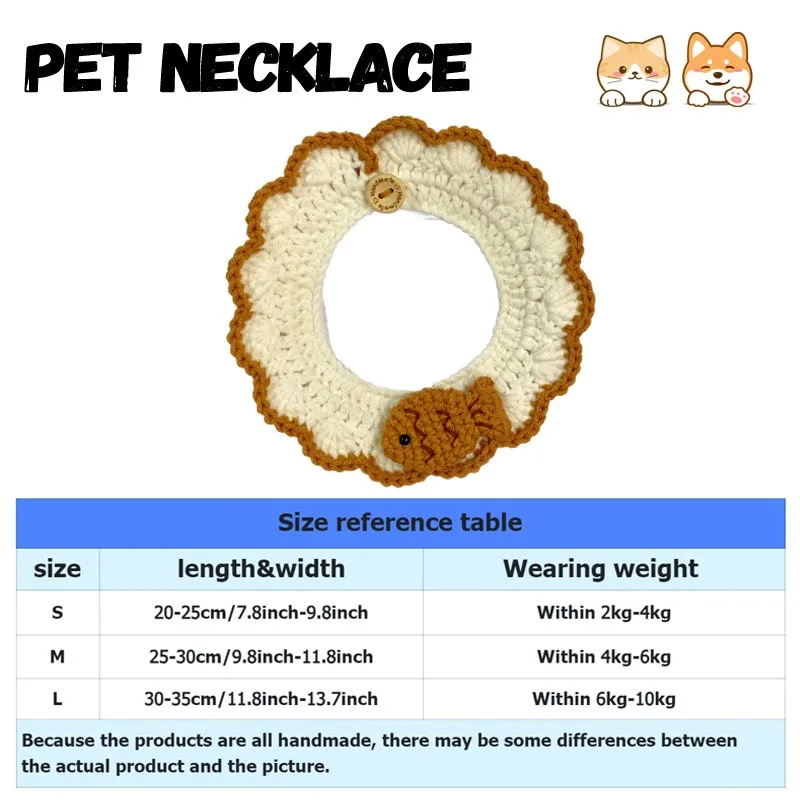 Ins Style Cat Necklace Dog Hand-woven Collar Exquisite Craft Knitted Fish Scarf Small Dog Bib Party Decoration Photo - view 6