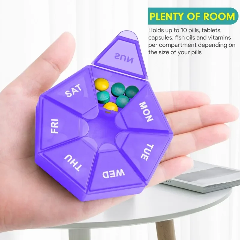 1Pc 7 Days Pill Storage Box Mini Travel Portable Medicines Dispenser Container Box Plastic 7 Days Pill Storage Sealer Box