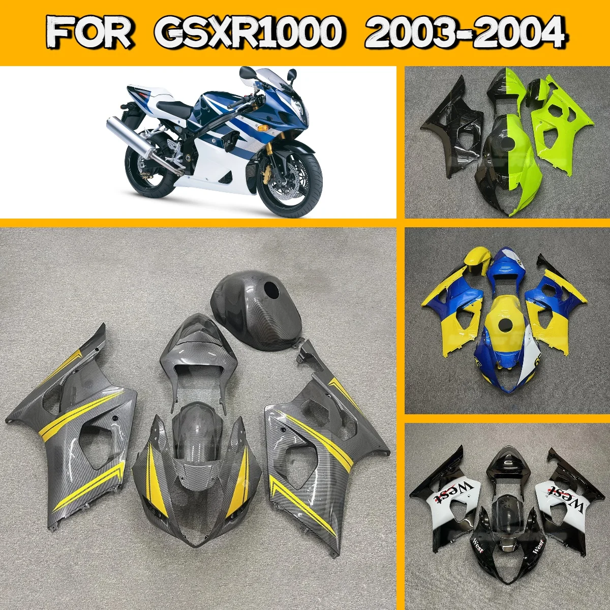 

Комплект обтекателей для мотоцикла Suzuki GSXR1000 2003-2004 годов, ABS, инжекционная панель, новый стиль
