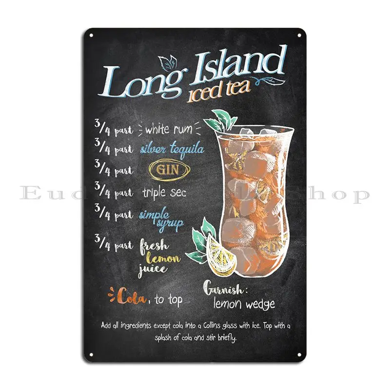 Long Island Iced Tea Metal Plaque Create Create Bar Printing Wall Mural Tin Sign Poster