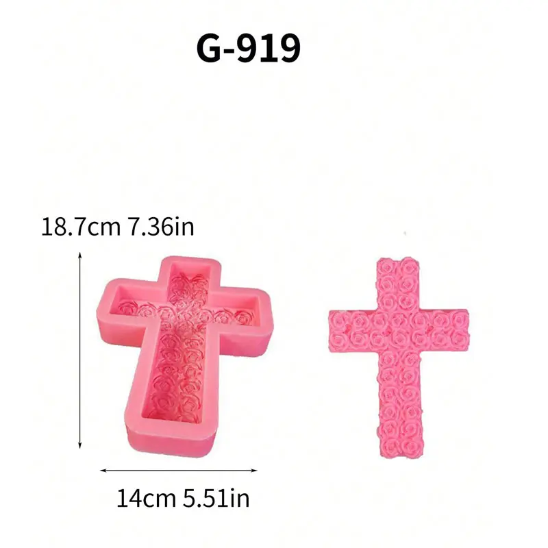 1 Piece, Easter Text Relief Cross Rose Cross Mold Ornament Aromatherapy Candle Crystal Drip Plaster Silicone Mold