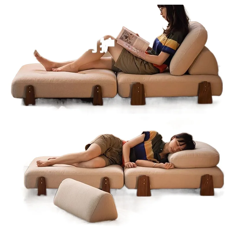 #Lazy sofa tofu block living room single bed dual-purpose tatami sleeping folding leisure chair