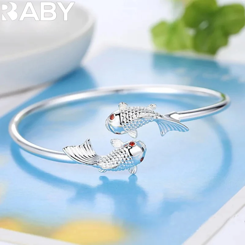 High quality 925 Sterling Silver Original goldfish bracelets Bangles for women fashion Luxury party wedding jewelry fine gift