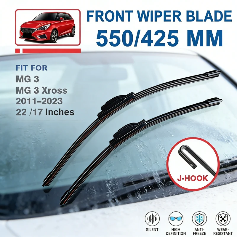 

For MG 3 2011-2023 MG3 Xross Front Windscreen Wiper Blades - 22"+17" Windshield Replacement Car Window Parts 2022 2021 2020 2019