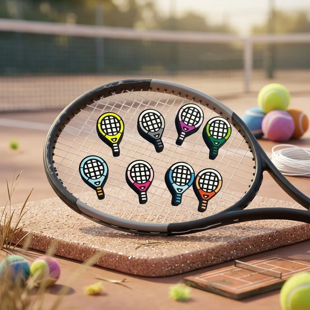 10pcs Dual-Color Silicone Tennis Racket Dampeners Cute Cartoon Tennis Racket Dampener Indoor Tennis Sport Training Accessories