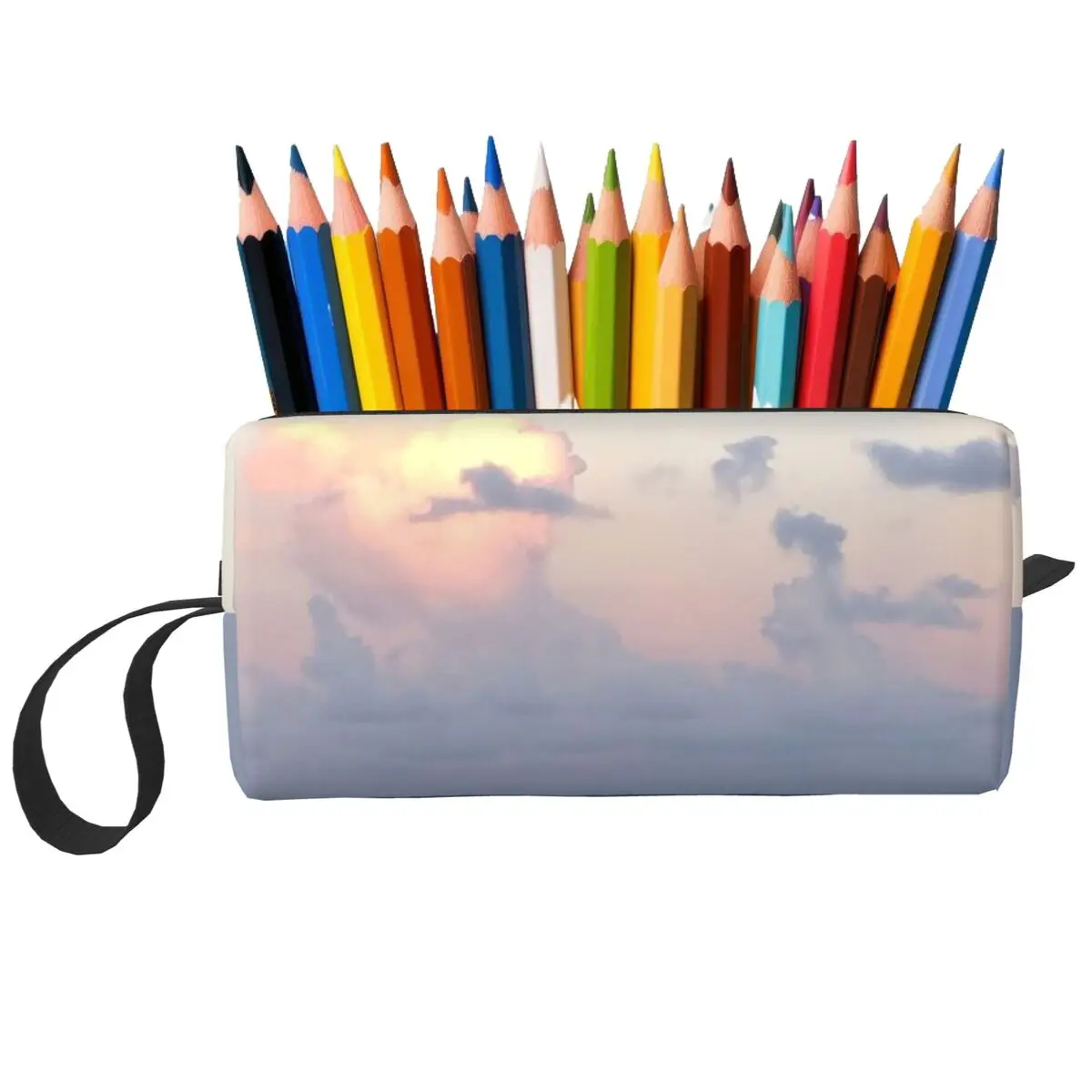 Pastel Pink Clouds And Bule Sea Pencil Case for Boy Girl Gifts Pen Box Pencil Bag Stationery Supplies Travel Women Cosmetic Bag