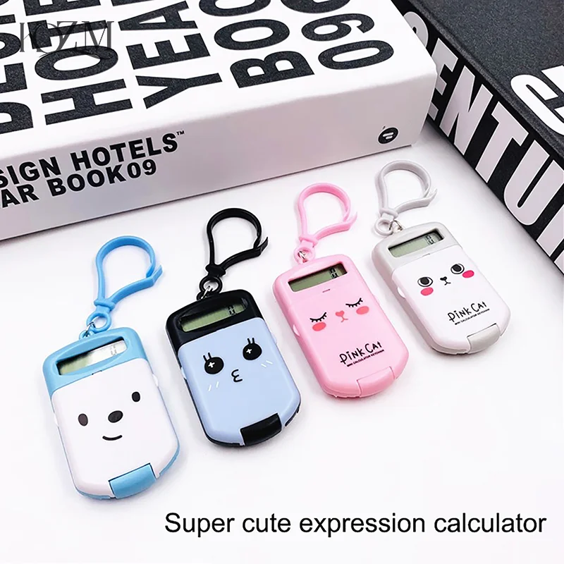 Portable Creative Mini Calculator Keychain Cartoon Cute Calculator Office Supplies Kawaii Mini Calculator School Supplies