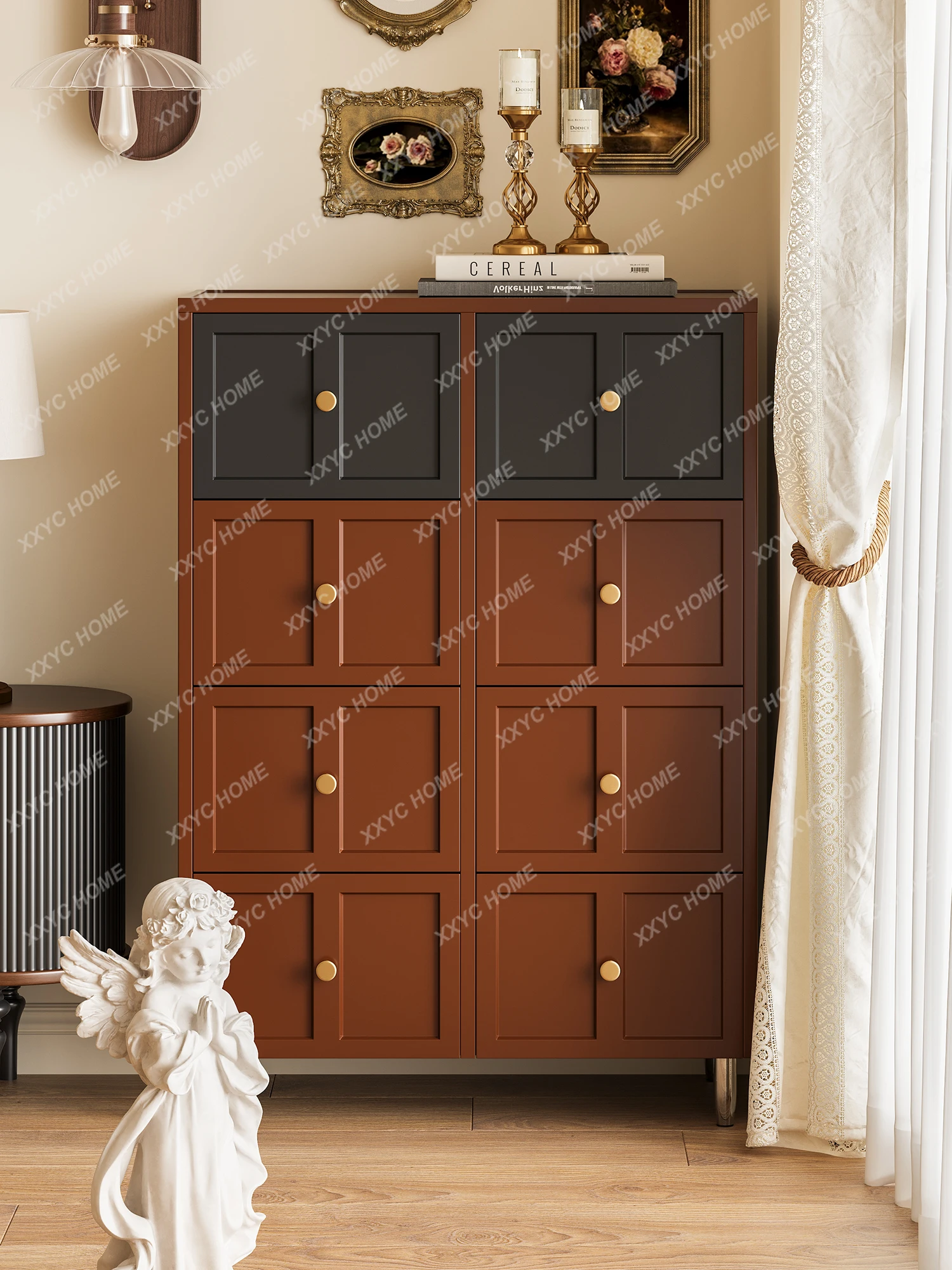 American retro locker medieval wall storage drawer cabinet