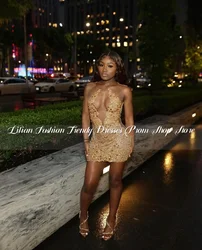 Custom Mini Diamond Ball Gowns Cocktail Dresses Luxury Crystal Appliques Black Girls Birthday Red Carpet Celebrity מסיבת שמלות