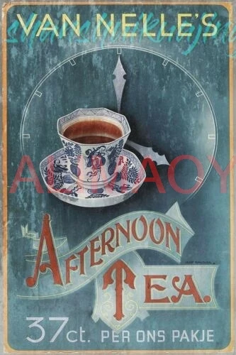 Van Nelle's Afternoon Tea Advert Vintage Retro Style Metal Sign, Letter Box Gift