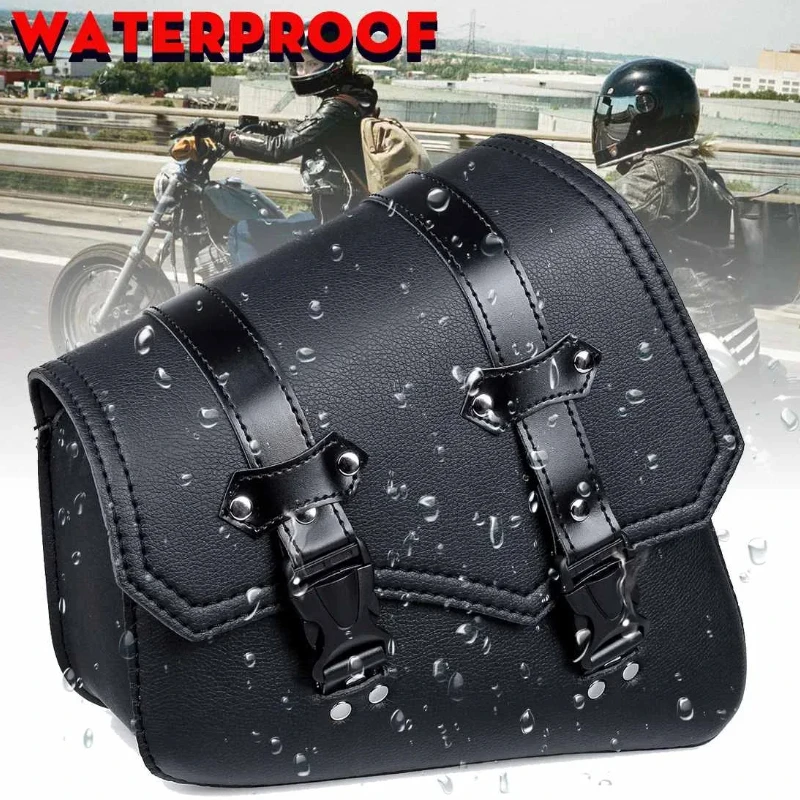 

Black Universal Motorcycle Saddlebags Side Tool Bag PU Leather Luggage Saddle Bag Pouch Motorcycle Accessories