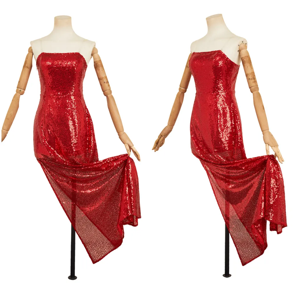 Haazbin Charlie Morningstar Red Sequined Dress Cosplay Costume TV Hell Inn Disguise Sexy Strapless Evening Dress Halloween Suit view 3