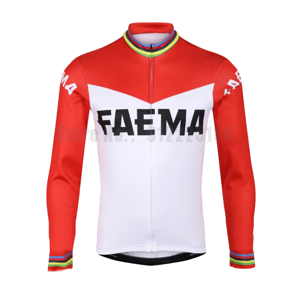 Faema Retro Cycling Jersey Men Long Sleeve Winter Fleece & No Fleece Bike Jersey Bicycle Clothing