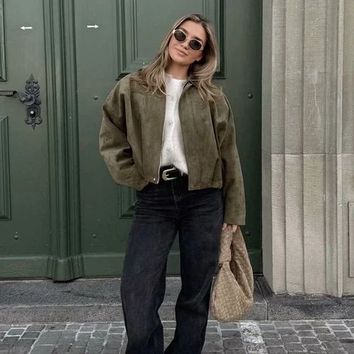 Imagen 2 del producto Chaquetas de otoño para mujer, prendas de vestir exteriores nuevas, abrigo elegante holgado y cálido para mujer, chaqueta de abrigo Joker a la moda juvenil urbana 2025