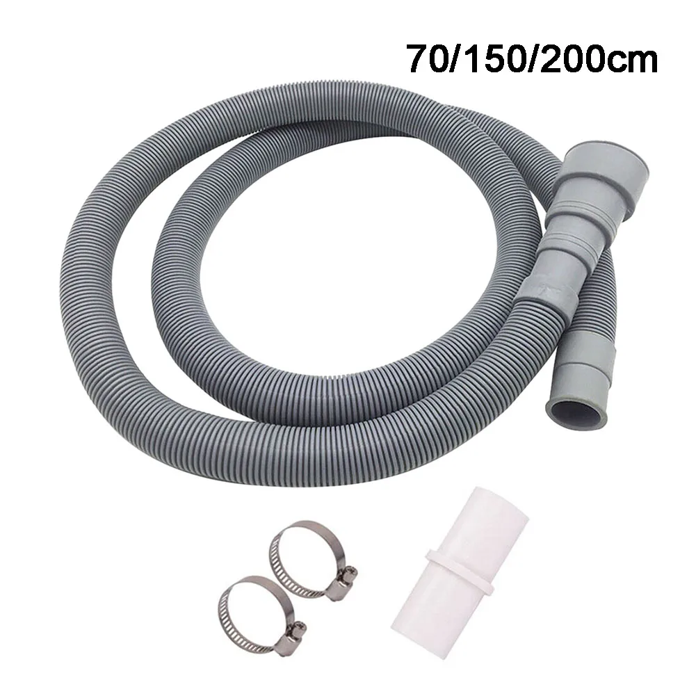 70/150/200cm Drain Pipe Washing Machine Dishwasher Drain Waste Hose Extension Pipe With Hose Clamps Set Wash Machine Accesories