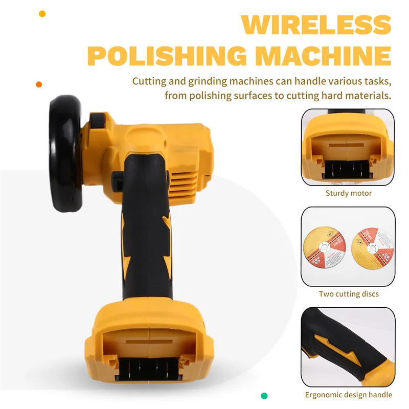 

Mini Angle Grinder 3 Inch Cordless Polishing Machine Cutting Grinder+2 Cutting Disc Power Tool For 18V 20V Battery-AA70
