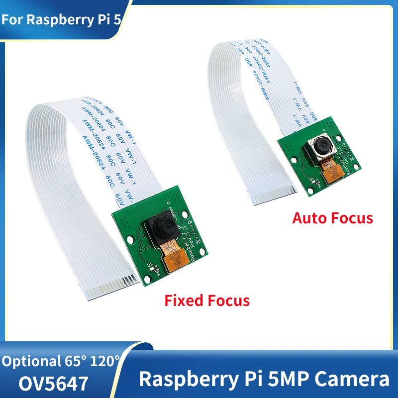 Câmera Raspberry Pi 5MP OV5647 Webcam 65 °   120 °    Módulo de câmera de foco fixo automático com FFC de 15 cm para Raspberry Pi 4B 3B+ 3B