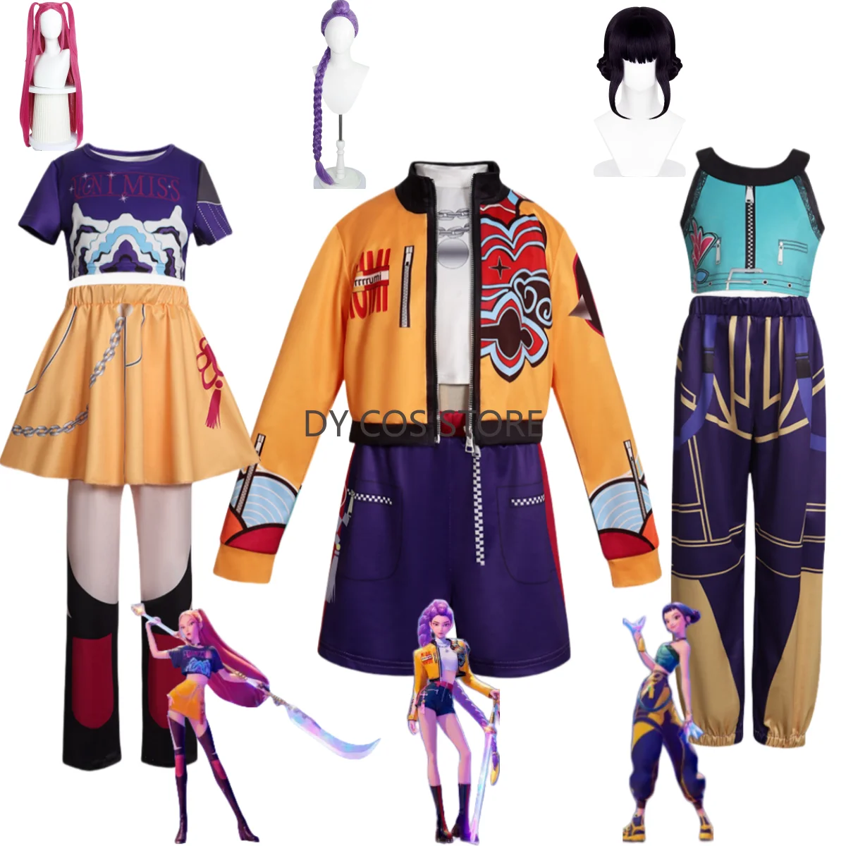 

Аниме фильмы KPop охотники на демонов Mira Rumi Zoey косплей костюм пальто для тренировок юбка униформа парик женщина сексуальный милый костюм на Хэллоуин