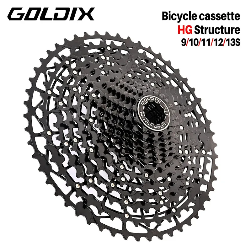 GOLDIX for Mountain Bike Ultralight Bicycle Cassette Freewheel Carbon Steel Material Sprocket HG Structure 9/10/11/12/13 Speed