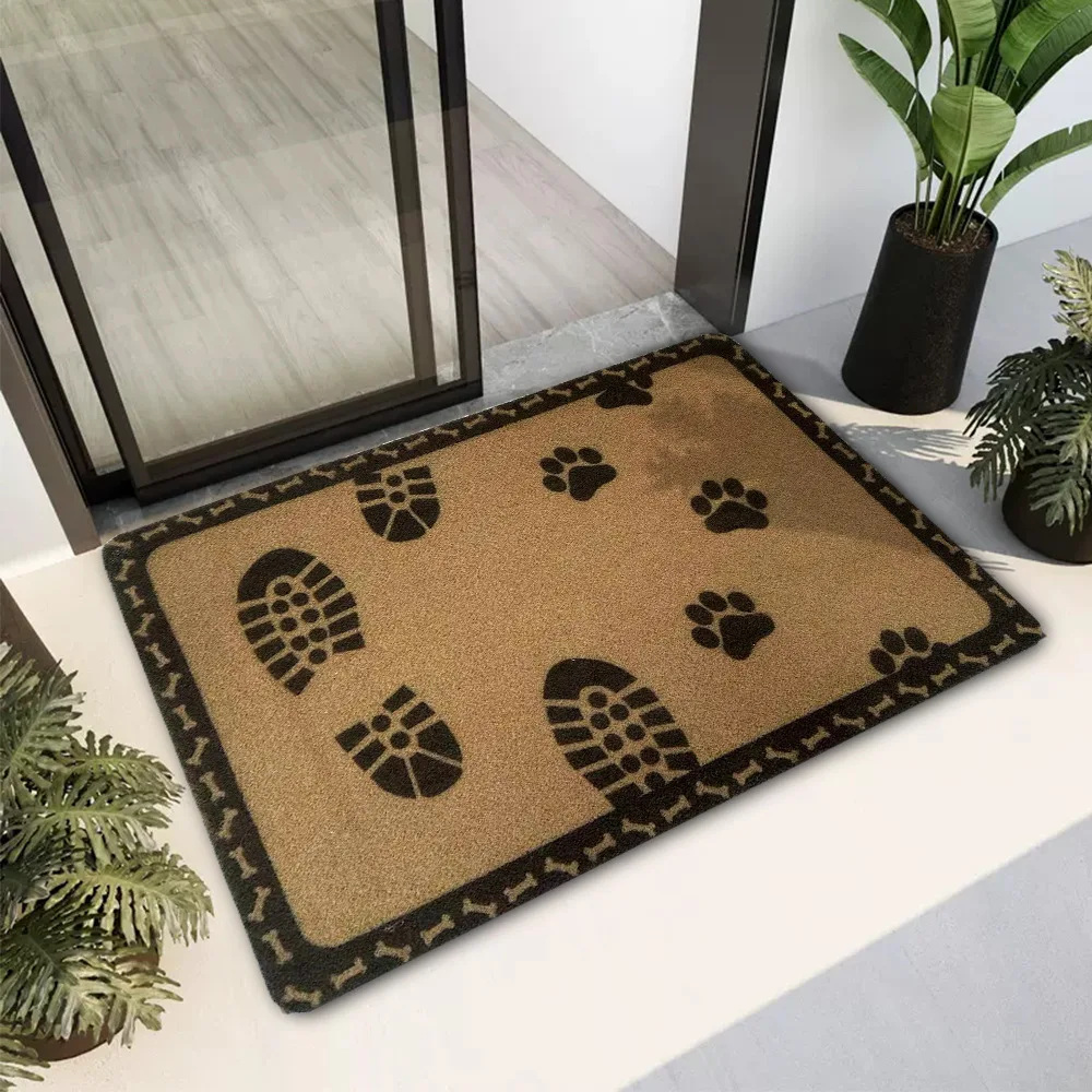 تقليد جوز الهند النخيل القدم حصيرة الفانيلا الماس شبكة على شكل مدخل مكافحة زلة البساط إزالة الغبار وفرك ضد السجاد التربة #3