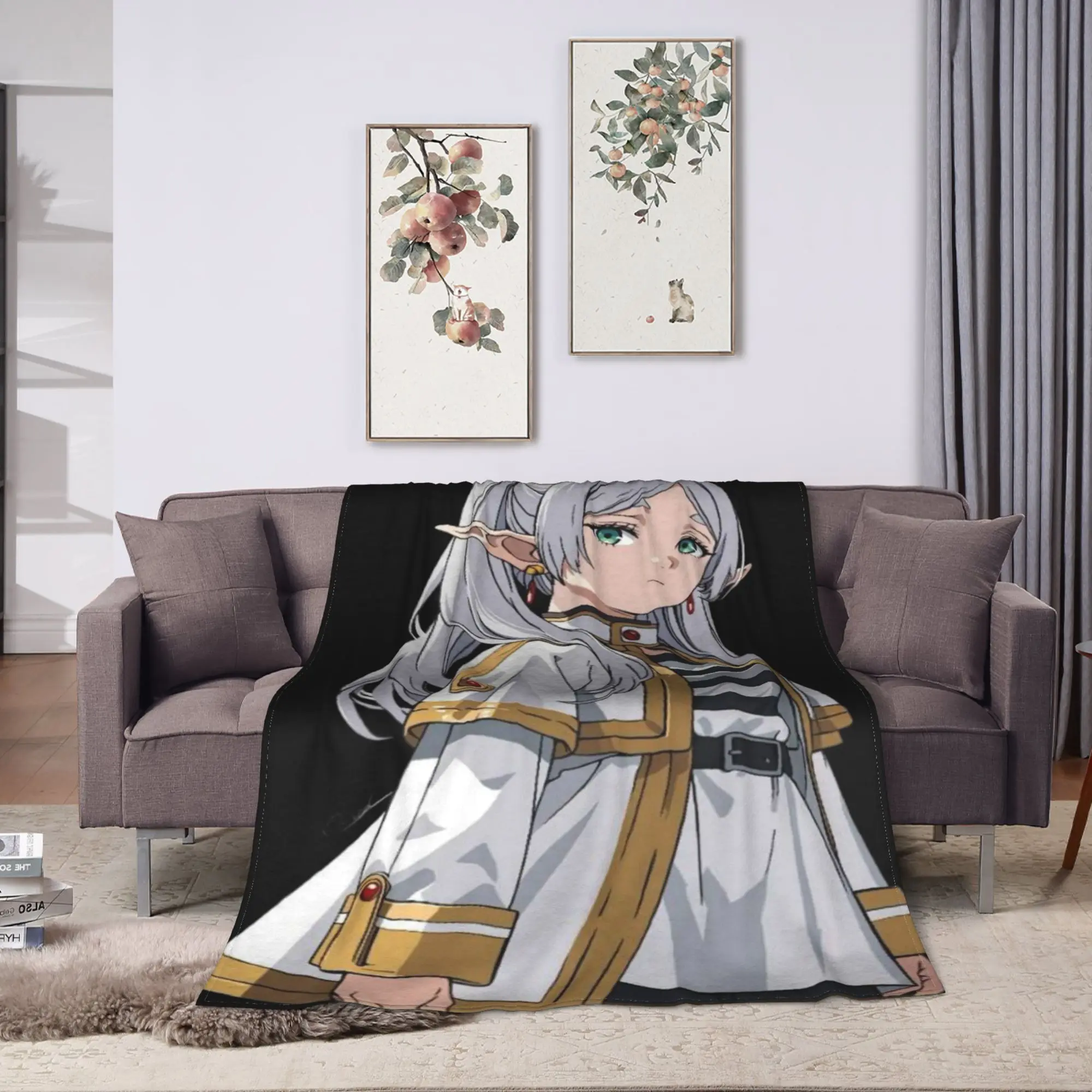 Frieren Beyond Journey's End Warm Blankets  Travel Plush Throw Blanket Aesthetic Couch Chair Flannel Bedspread Sofa Bed Cover