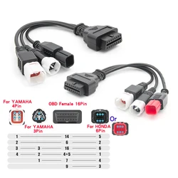 3 In 1 Motorfiets Diagnostische Connector Kabel Voor Ya-M-Ah-Een 3pin 4pin Obd2 Kabel Adapter Obd 2 Motor Verlengkabel