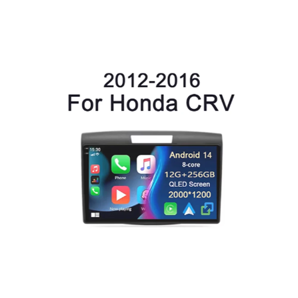Android 15 Wireless Carplay Auto Car Radio for Honda CRV CR-V 2012 2013 2014 2015 2016 Multimedia GPS Autoradio 4G WIFI DSP