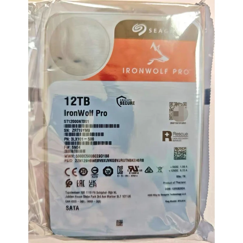 PARA Seagate IronWolf Pro-12TB (ST12000NT001) Disco Rígido 7200 RPM 256MB HDD SATA 6 Gb/s